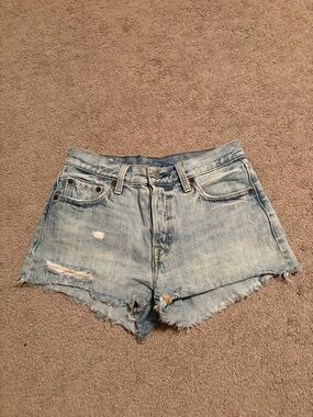 Levi's Light Blue Distressed Denim Cutoff Shorts
